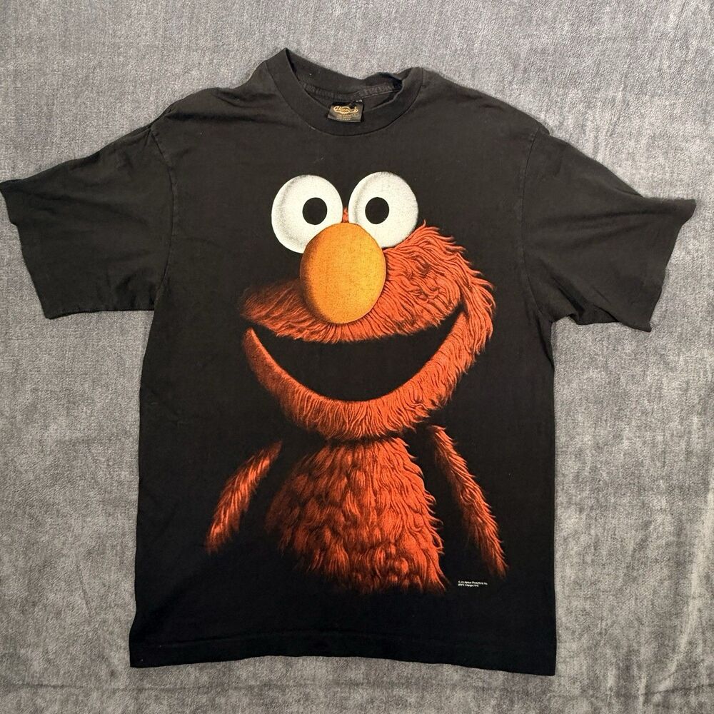 Vintage 90s Elmo Shadow T Shirt Changes Tag Single Stitch Black Sesame Size L